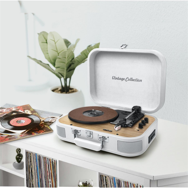 GIRADISCHI VALIGETTA MUSE VINTAGE COLLECTION - COLORE BIANCO | CASSE INTEGRATE | USB | ENCODER | BLUETOOTH IN