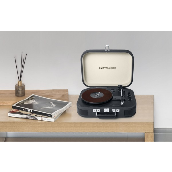 GIRADISCHI VALIGETTA MUSE VINTAGE COLLECTION - COLORE GRIGIO PIOMBO | CASSE INTEGRATE | USB | ENCODER | BLUETOOTH IN