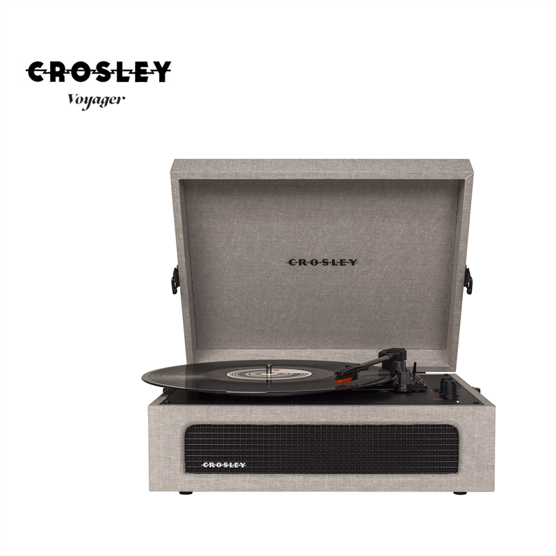 GIRADISCHI VALIGETTA CROSLEY VOYAGER - COLORE GRIGIO - TESSUTO | CASSE INTEGRATE | BLUETOOTH -IN