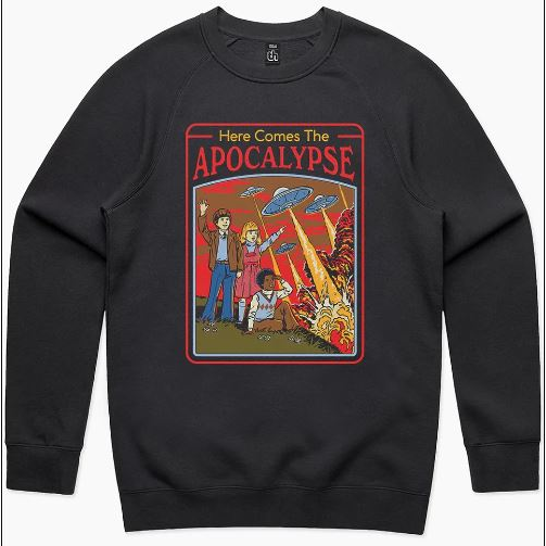 STEVEN RHODES - HERE COMES THE APOCALYPSE – NERA – (L) – FELPA CAPPUCCIO