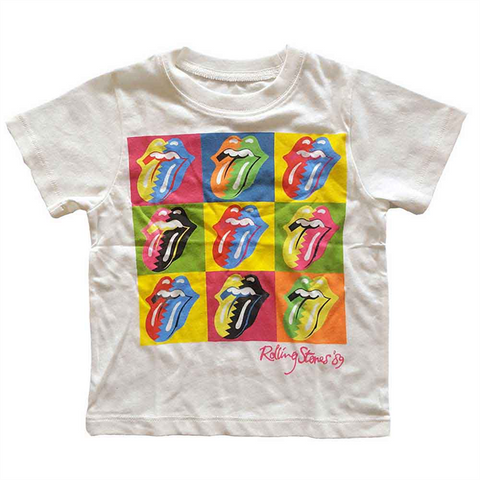 THE ROLLING STONES - TWO TONE TONGUES - BIANCO - 4 ANNI - T-SHIRT