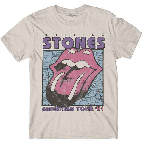 THE ROLLING STONES - AMERICAN TOUR MAP - natural - (L) - t-shirt
