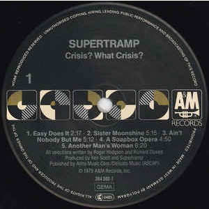 SUPERTRAMP - CRISIS? WHAT CRISIS? (LP - USATO | RISTAMPA | GER - 1975)