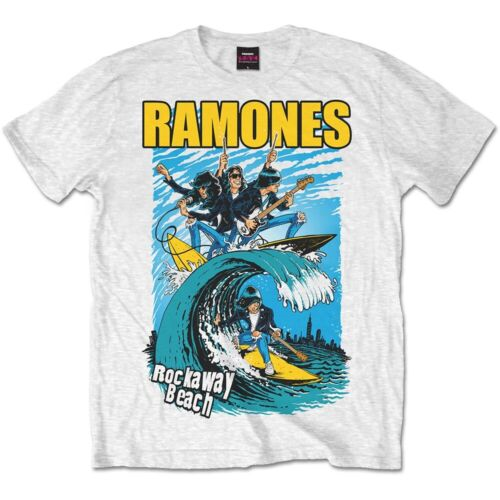 RAMONES - ROCKAWAY BEACH - BIANCA - (M) - T-SHIRT