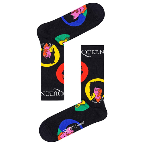 QUEEN - HAPPY SOCKS - CALZINI FACCE- NERI - 41-46