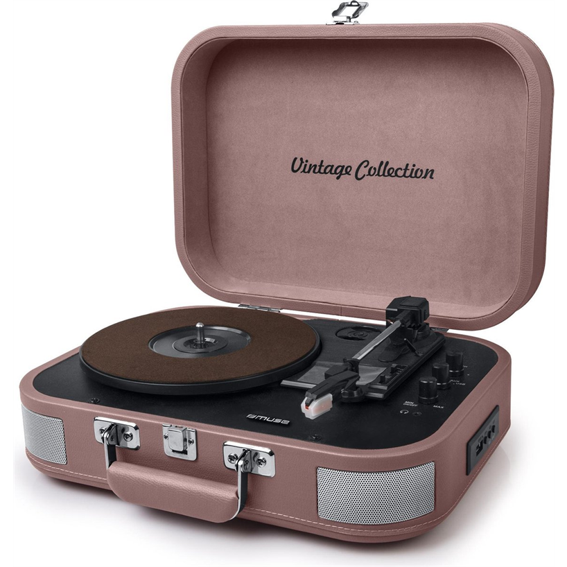 GIRADISCHI VALIGETTA MUSE VINTAGE COLLECTION - COLORE ROSA PASTELLO | CASSE INTEGRATE | USB | ENCODER | BLUETOOTH IN