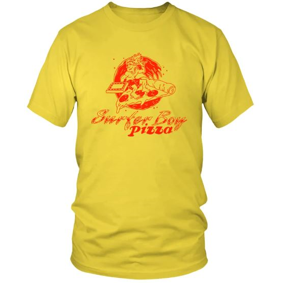 STRANGER THINGS - SURFER BOY PIZZA - GIALLO - (L) - T-SHIRT