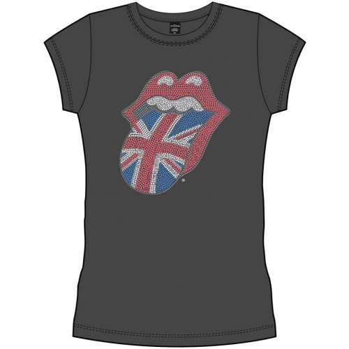 ROLLING STONES - LOGO STRASS - GRIGIO - (S) - T-SHIRT - AMPLIFIED