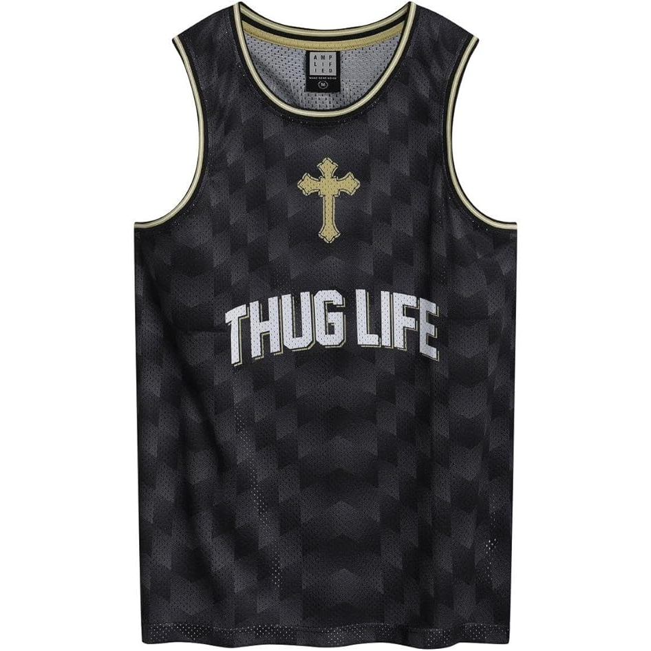 TUPAC - THUG LIFE - NERO - (M) - CANOTTIERA - BASKETBALL JERSEY