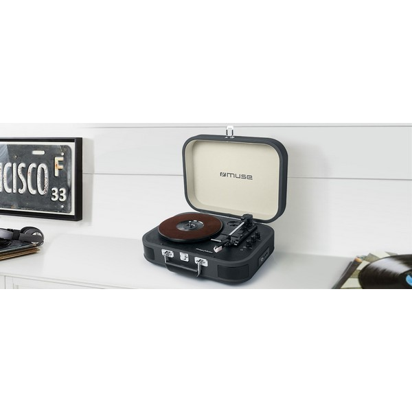 GIRADISCHI VALIGETTA MUSE VINTAGE COLLECTION - COLORE GRIGIO PIOMBO | CASSE INTEGRATE | USB | ENCODER | BLUETOOTH IN