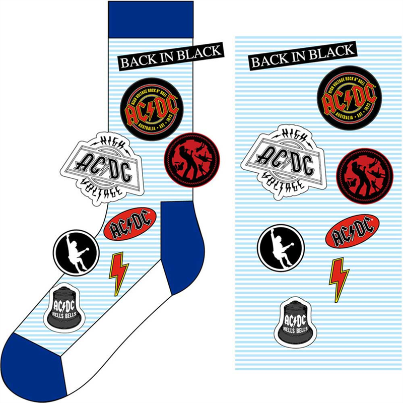 AC/DC - ICONS - CALZINI - 40-45 - BIANCO /BLU/NERO