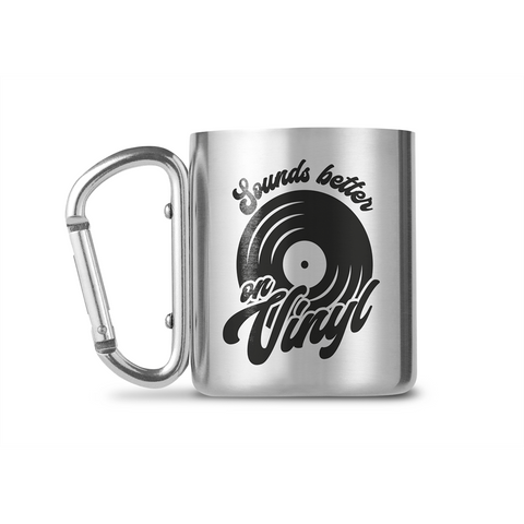 SOUNDS BETTER ON VINYL - TAZZA IN METALLO CON MOSCHETTONE