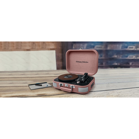 GIRADISCHI VALIGETTA MUSE VINTAGE COLLECTION - COLORE ROSA PASTELLO | CASSE INTEGRATE | USB | ENCODER | BLUETOOTH IN