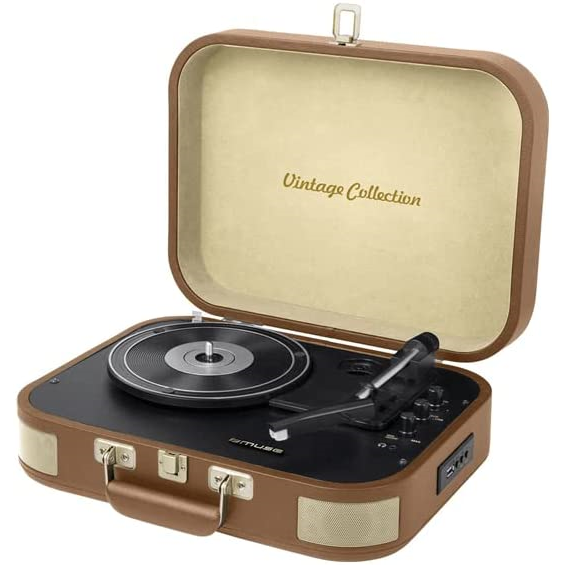 GIRADISCHI VALIGETTA MUSE VINTAGE COLLECTION - COLORE MARRONE | PUNTINA AUDIOTECHNICA | CASSE INTEGRATE | BLUETOOTH -IN | USB | ENCODER