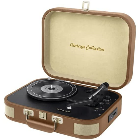 GIRADISCHI VALIGETTA MUSE VINTAGE COLLECTION - COLORE MARRONE | PUNTINA AUDIOTECHNICA | CASSE INTEGRATE | BLUETOOTH -IN | USB | ENCODER