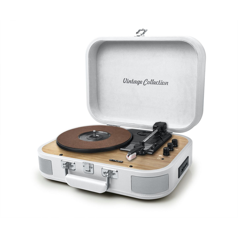 GIRADISCHI VALIGETTA MUSE VINTAGE COLLECTION - COLORE BIANCO | CASSE INTEGRATE | USB | ENCODER | BLUETOOTH IN