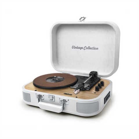 GIRADISCHI VALIGETTA MUSE VINTAGE COLLECTION - COLORE BIANCO | CASSE INTEGRATE | USB | ENCODER | BLUETOOTH IN