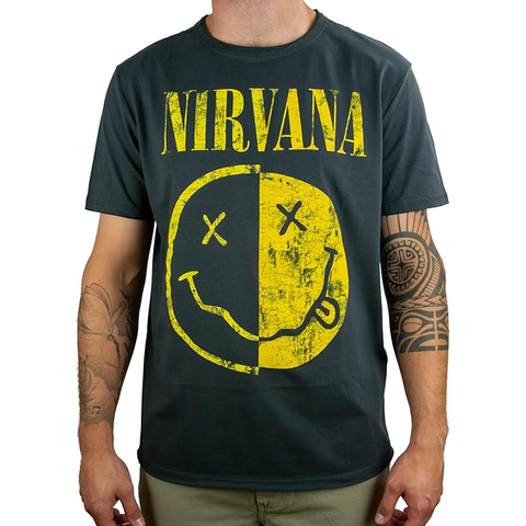 NIRVANA - SPICED SMILEY - GRIGIO - (L) - T-SHIRT - AMPLIFIED