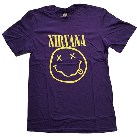 NIRVANA - YELLOW SMILEY - Viola - (L) - T-Shirt