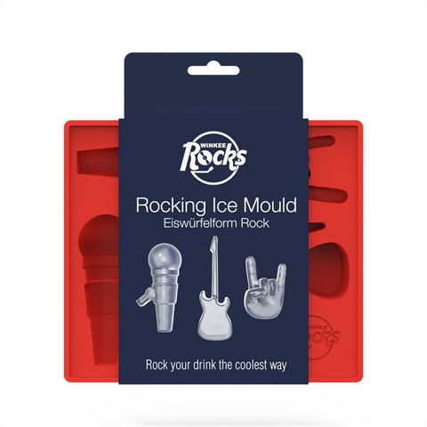 ROCK ICE - FORMINE GHIACCIO - Formine ghiaccio silicone | alloggio per 6 ghiaccioli forme diverse: microfono, chitarra, mano rock