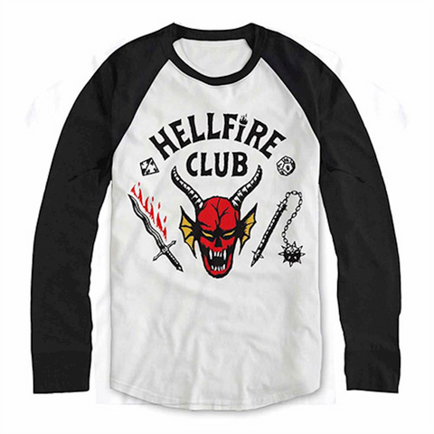 STRANGER THINGS - HELLFIRE CLUB - Baseball - (L) - T-Shirt Maniche Lunghe