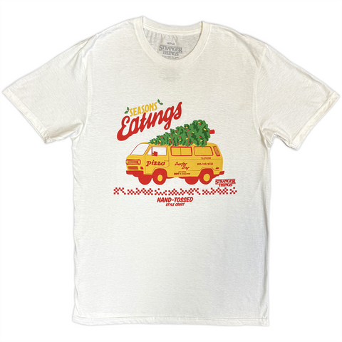 STRANGER THINGS - SEASON OF EATING HAND TOSSED - BIANCO - (L) - TSHIRT