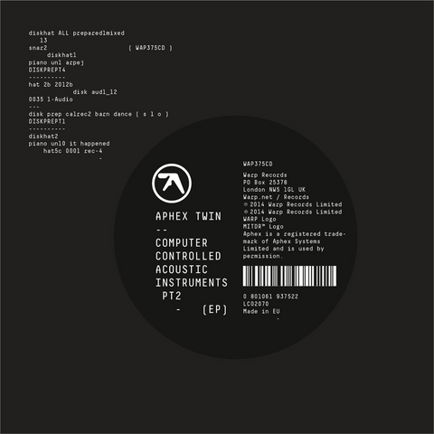 APHEX TWIN - Computer Controlled Acoustic 2 (LP - ep)