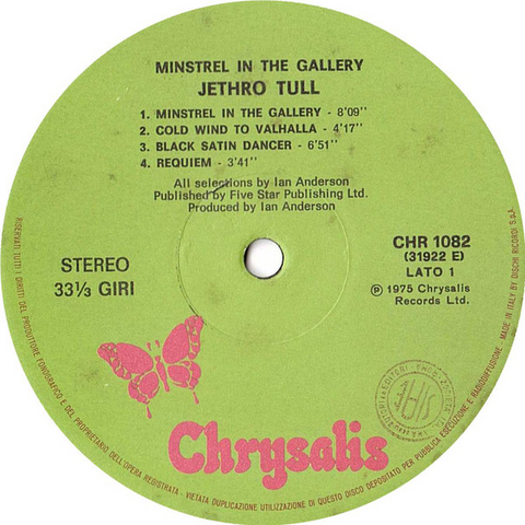 JETHRO TULL - MINSTREL IN THE GALLERY  (LP - usato | italy - 1975)