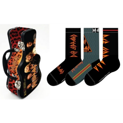 DEF LEPPARD - DEF LEPPARD SOCKS | 3 PACK IN A GUITAR TIN - 3 PZ | SCATOLA A FORMA DI CHITARRA