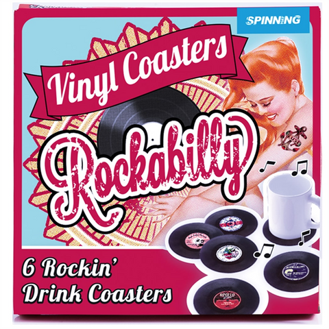 SOTTOBICCHIERI VINILE - ROCKABILLY | SET 6 PZ | SOGGETTI VARI