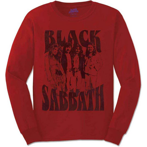 BLACK SABBATH - BAND AND LOGO - ROSSO - (XL) - MAGLIETTA MANICHE LUNGHE / LONG SLEEVE