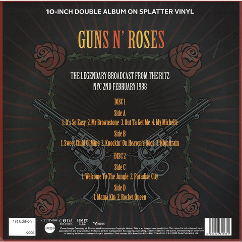 GUNS N' ROSES - WELCOME TO PARADISE CITY (2x10’’ - splatter / numerato a mano)