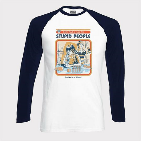 STEVEN RHODES - LET'S FIND A CURE FOR STUPID PEOPLE - T-Shirt Manica Lunga