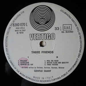 GENTLE GIANT - THREE FRIENDS (LP - usato | italy - 1972)