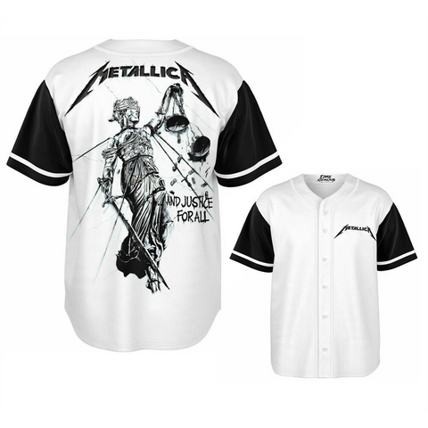 METALLICA - NO JUSTICE FOR ALL - BIANCO - (L) - BASEBALL JERSEY