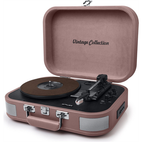 GIRADISCHI VALIGETTA MUSE VINTAGE COLLECTION - COLORE ROSA PASTELLO | CASSE INTEGRATE | USB | ENCODER | BLUETOOTH IN