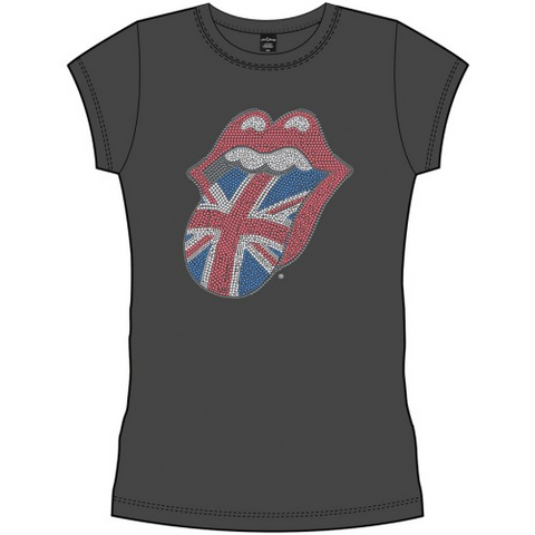 ROLLING STONES - LOGO Strass - Grigio - (S) - T-Shirt - Amplified