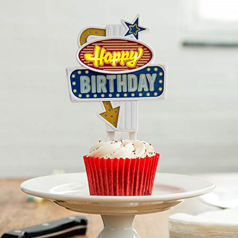 SUCK - DECORAZIONE TORTA - DECORAZIONE LUMINOSA - HAPPY BIRTHDAY - FLASHING BIRTHDAY