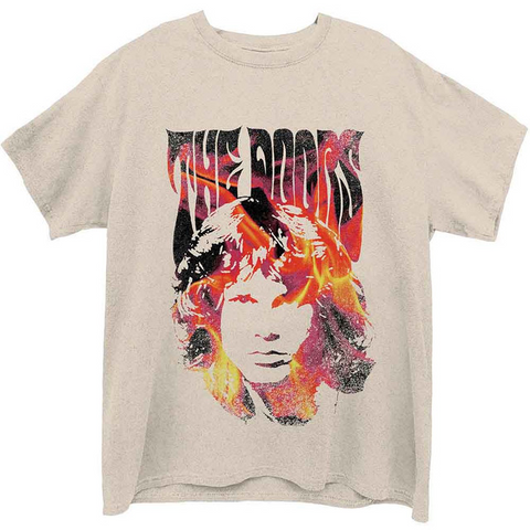 THE DOORS - JIM FACE FIRE - BIANCO - (M) - TSHIRT