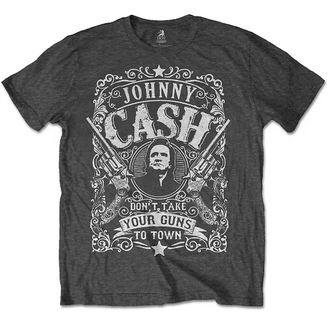 JOHNNY CASH - DON'T TAKE YOUR GUNS TO TOWN – T-SHIRT – NERO – (L) - UNISEX