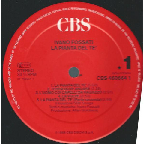 IVANO FOSSATI - LA PIANTA DEL TE' (LP - usato | NL - 1988)