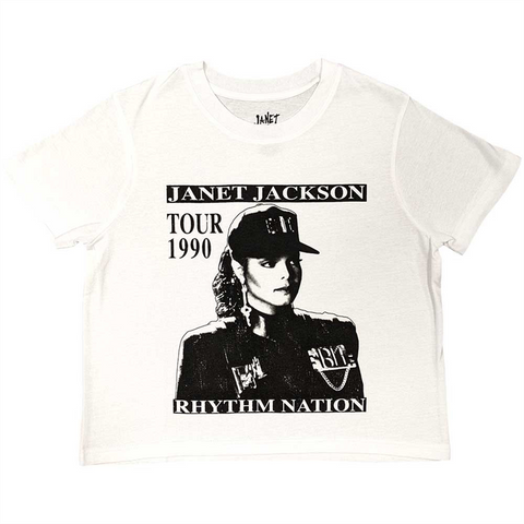 JANET JACKSON - RHYTHM NATION - BIANCO - (M) - CROP TOP