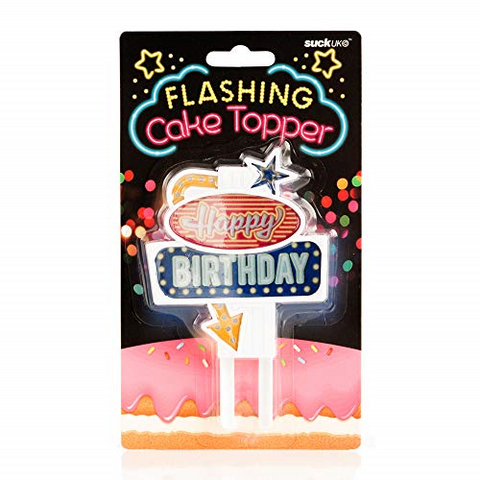 SUCK - DECORAZIONE TORTA - DECORAZIONE LUMINOSA - HAPPY BIRTHDAY - FLASHING BIRTHDAY