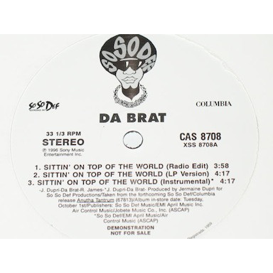DA BRAT - SITTIN' ON TOP OF THE WORLD (12", Promo)