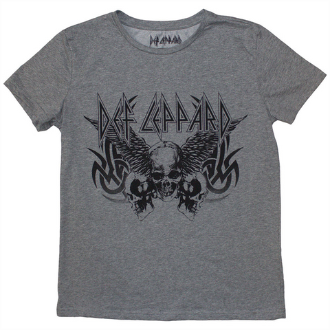 DEF LEPPARD - TRIBAL SKULL - GRIGIO - (L) - TSHIRT TAGLIO DONNA