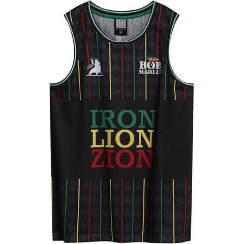 BOB MARLEY - IRON LION ZION - NERO - (XL) - BASKETBALL JERSEY