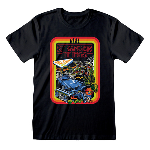 STRANGER THINGS - RETRO BORDER - Nero - (L) - T-Shirt