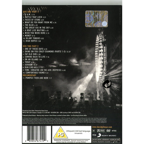 DAVID GILMOUR - LIVE AT POMPEII (2017 - 2DVD)