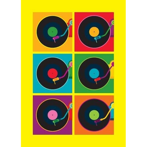BIGLIETTO AUGURI - POP ART - RECORD PLAYER - GREETINGS