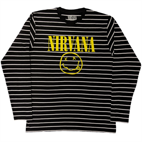 NIRVANA - YELLOW HAPPY FACE - STRIPED - (L) - FELPA